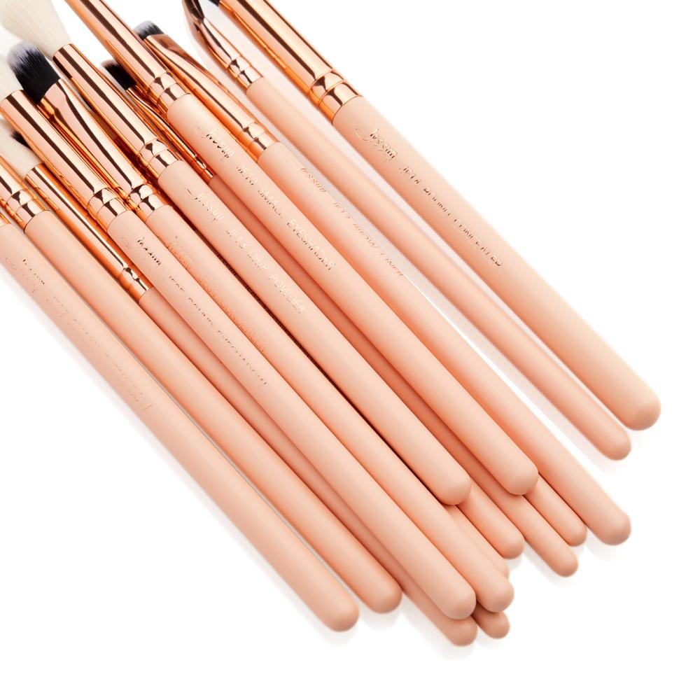 Jessup Sada 15ks štětců na make-up Peach Puff / Rose Gold Beauty sady Profesionální štětec na make-up očí EYESHADOW RIP BRUSH CONCERLER