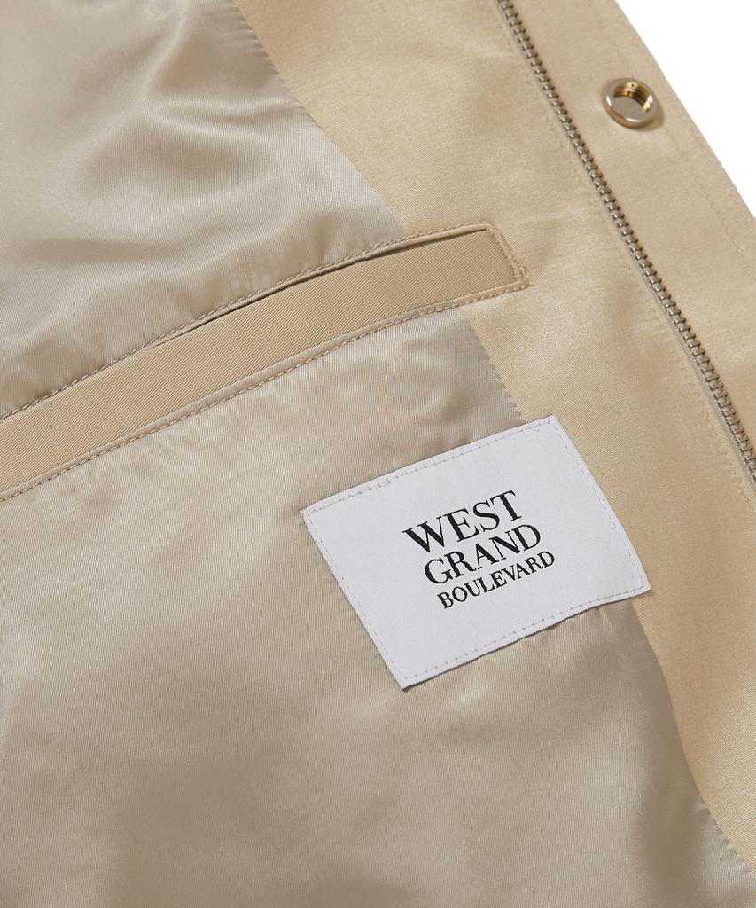 West Grand Boulevard Oversized Placket Satin Blouson Beige