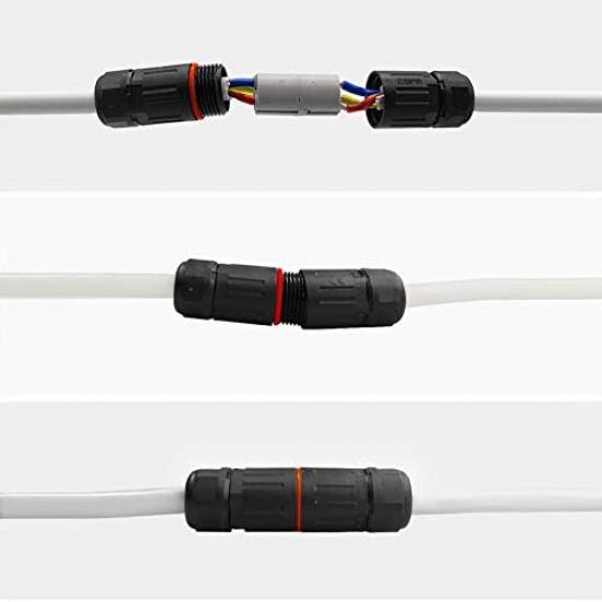 10PCS IP68 Waterproof Connector 3Pin Connector Extension Outdoor Plug Socket Cable Wire Cable for Car Truck Boat Indoor/Outdoor LED Strip Lights