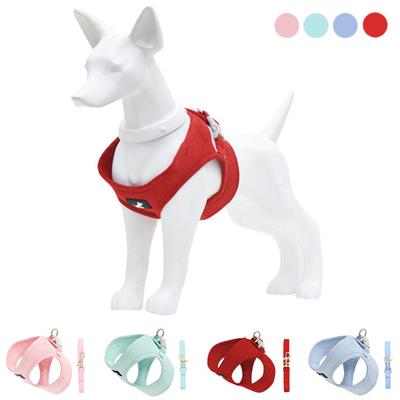 Dog Harness with Traction Rope Breathable Faux Suede Puppy Soft Safety Harness Pet Supplies