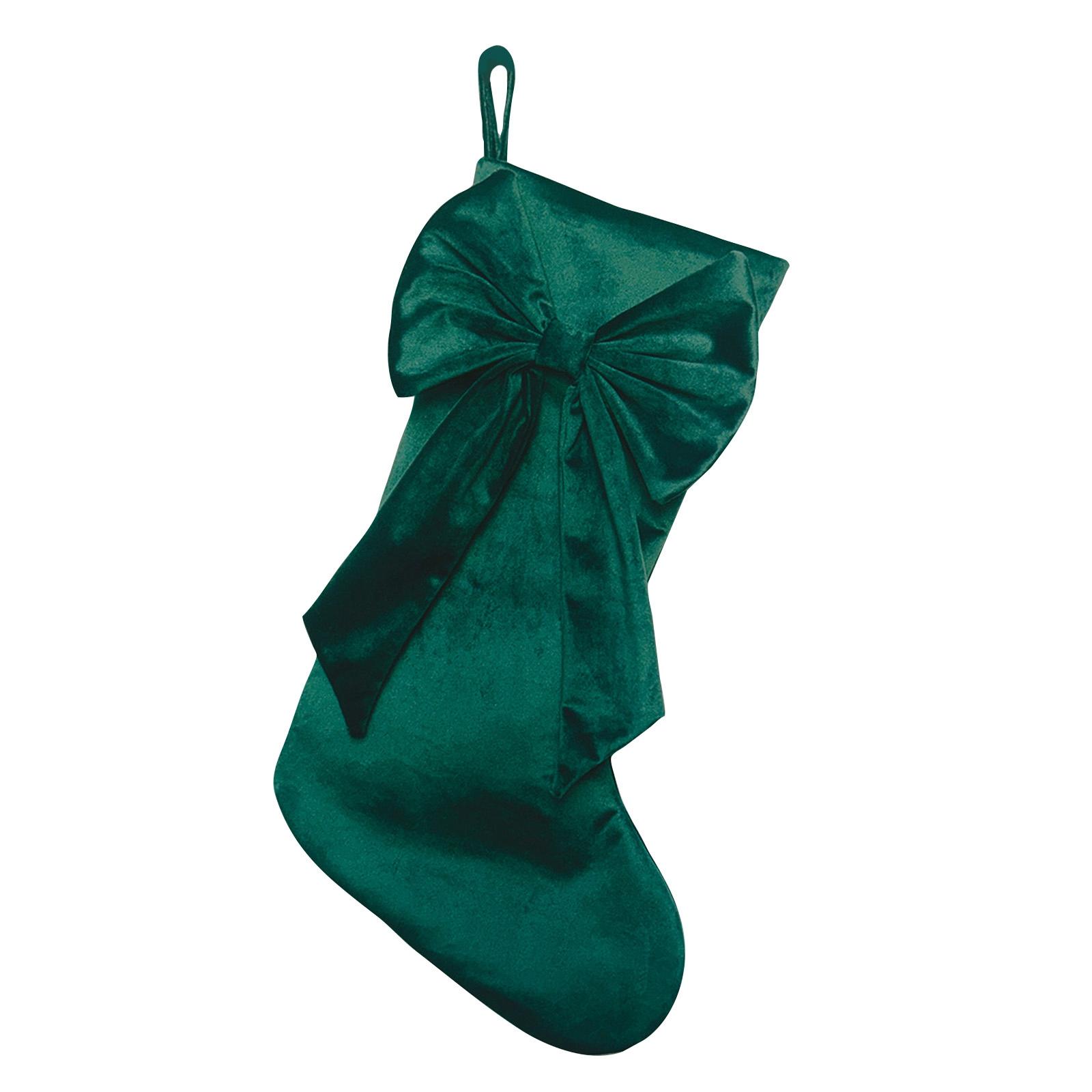 Рождественские бархатные носки с бантом, Бархатные рождественские носки, Конфетные мешочки, Подарочные мешочки с бантом, Большие подарочные мешочки-носки с бантом One Size