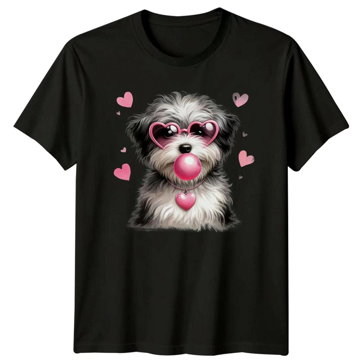 Cute Dog Heart Sunglasses Bubblegum Animals Dogs Mens T-Shirt Womens Tee XS