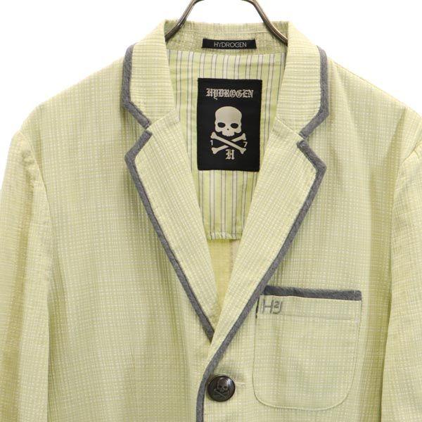 HYDROGEN Check Pattern tailored jacket L Green system skull button Men's Used