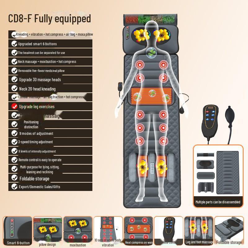Multifunctional Full Body Massage Mattress with Heating & Airbag for Waist, Back, and Leg Massages