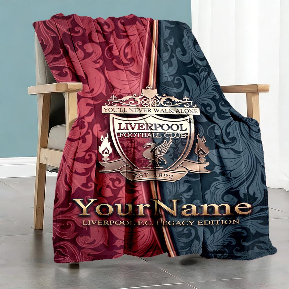 Liverpool Customize Text Blanket Throw Personalized Blanket Durable Comfort Versatile for Bedding Picnics Livingroom Office Chair