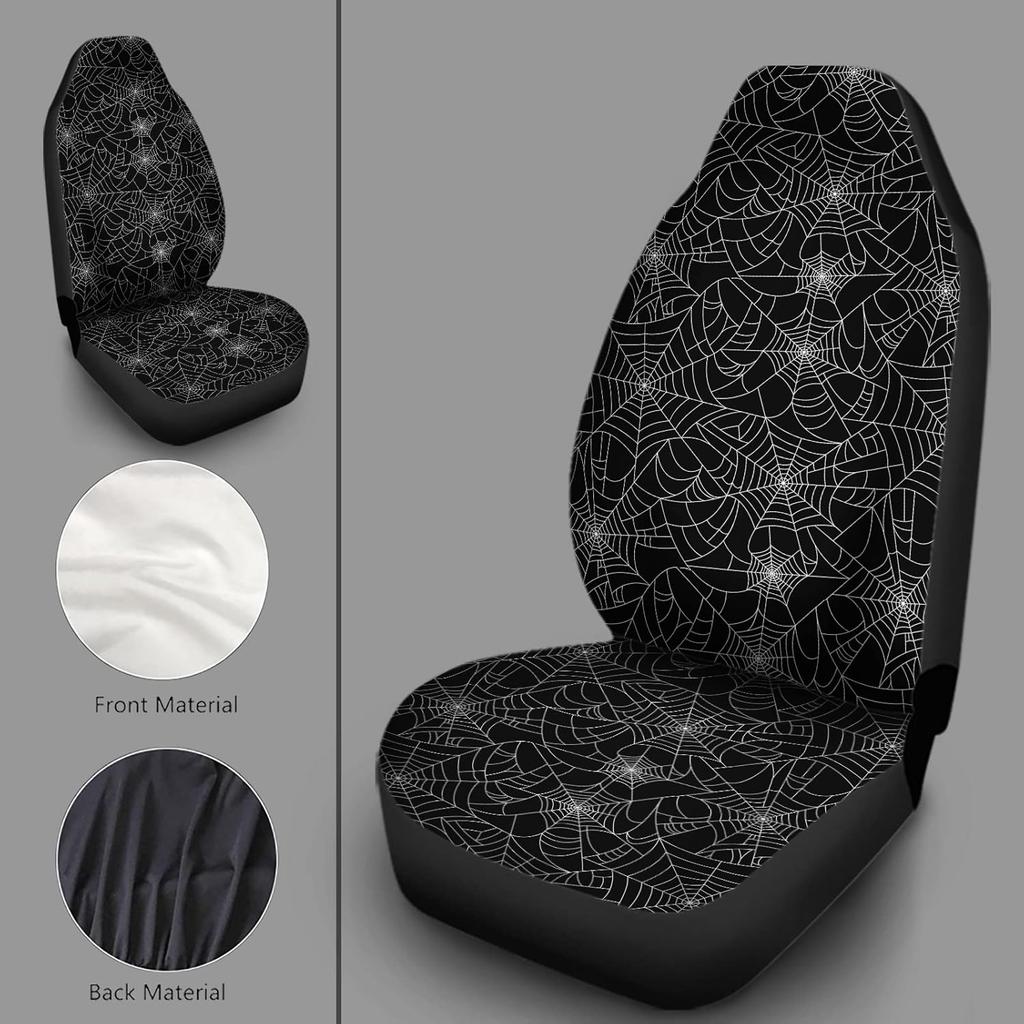 Bulopur Halloween Spider Web Print Front Seat Cover Sets 2 Pack, Car Universal Accessories Interior Decor for Men, Auto Front Seat Covers