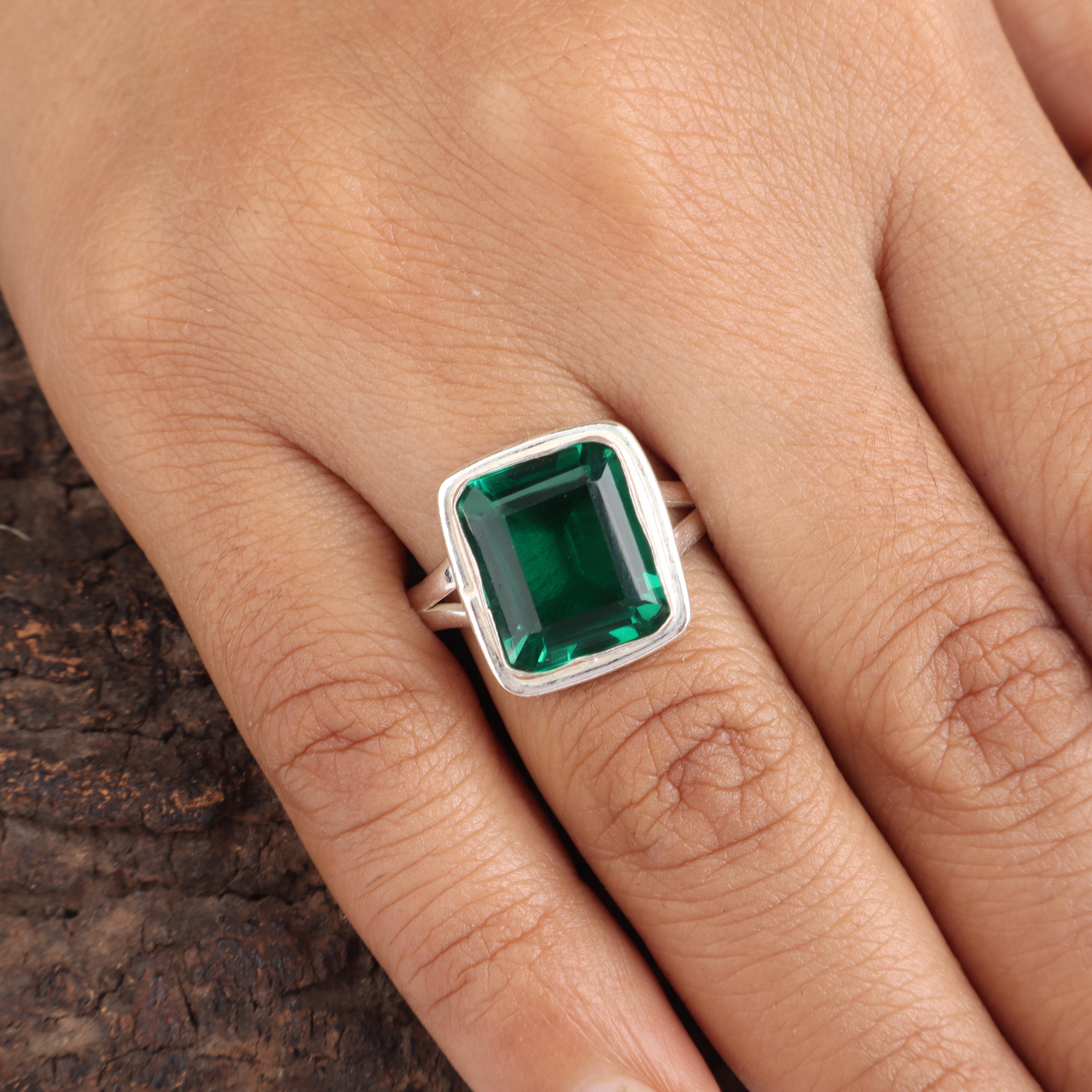 

Хромдиопсид Драгоценный камень 925 Стерлинговое серебро Женские украшения Вечернее кольцо для подарка на День благодарения RR-79-13 13