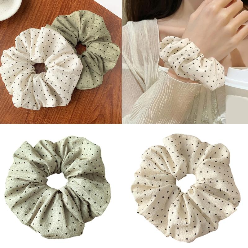 Elegant Elastic Hair Scrunchies With Dot French Design Ponytail Holder Women's Fashion Hairpiece For Sports Daily Use