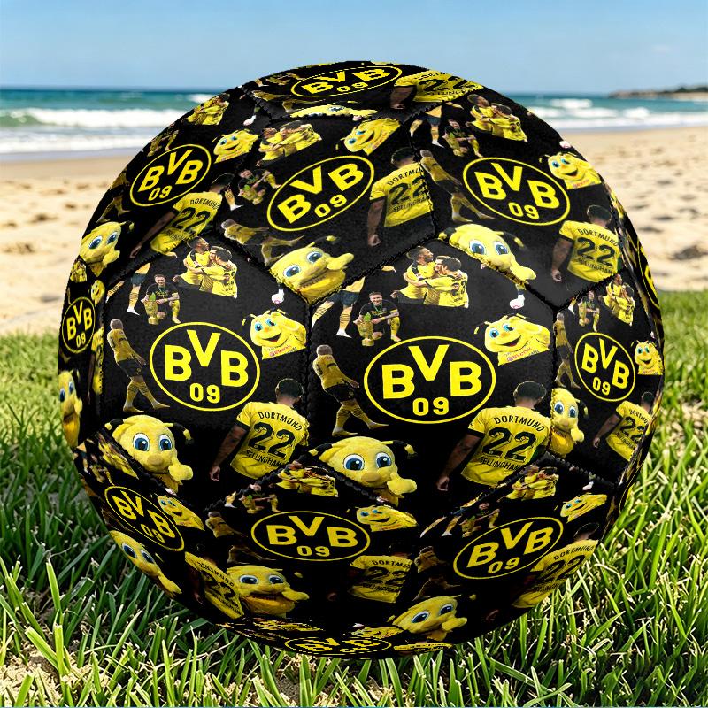 Borussia Dortmund Print Size 5 Soccer Ball, PU Wear Resistant Football for Match Training and Daily Practice, Birthday Gift for Soccer Fans