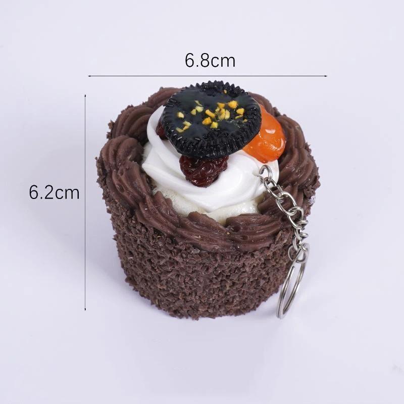Cute Artificial Mousse Cake Keychain Vivid Fruit Toppings Lightweight Mini Size Pendant for Daily Bag Decoration Friend Gift