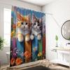 1PC Spring day, cat pattern printed shower curtain, waterproof, with 12 hooks, for bathroom showers, bathtub, home use