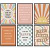 6Pcs Boho Pirational Posters Wall Art Positive Affirmations Growth Mindset Canvas Wall Decor Pictures Modern Classroom School Posters Wall Prints for