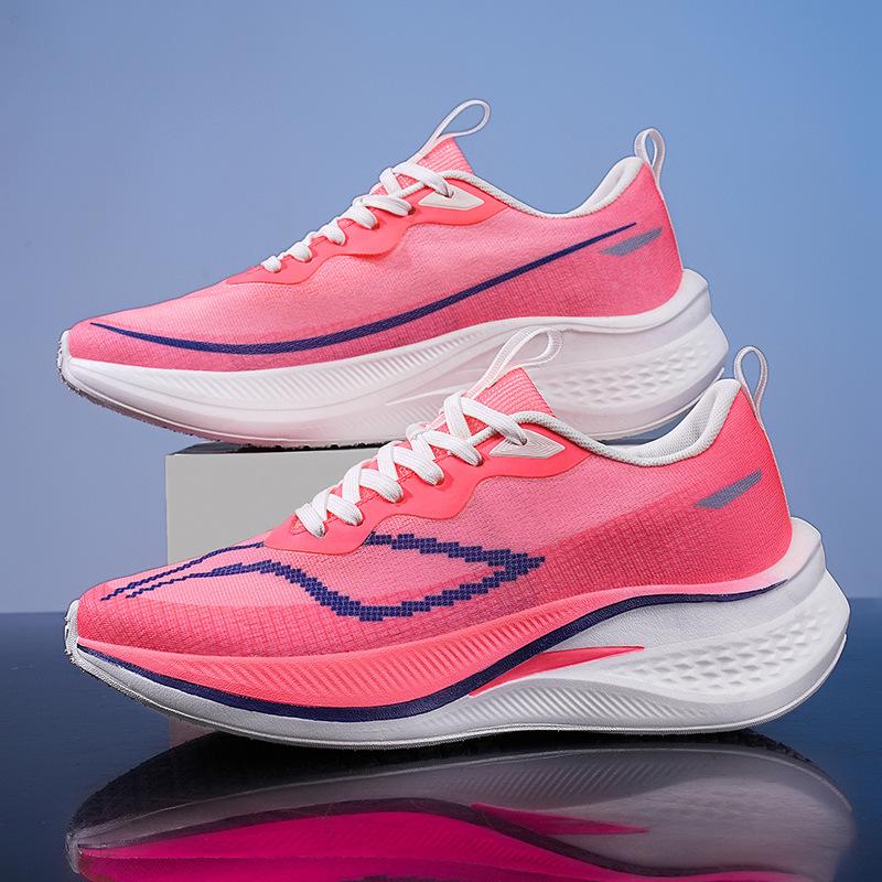4C Ultra-light Carbon Board Running Shoes Thick-soled Men's and Women's Mesh Shock Absorption and Rebound Versatile Lightweight Body High School 