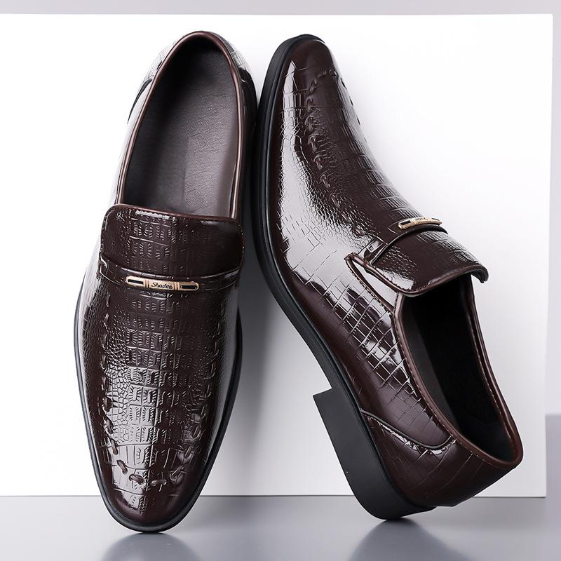 Fashion Big Size Embossed Business Leather Shoes for Men Spring Autumn New Designer Solid Color  Fashion Casual Dress Shoes Man