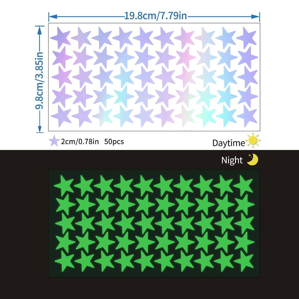 Iridescent Glow-in-the-Dark Star Stickers for Kids' Room, Bedroom, Party, or Window Decoration