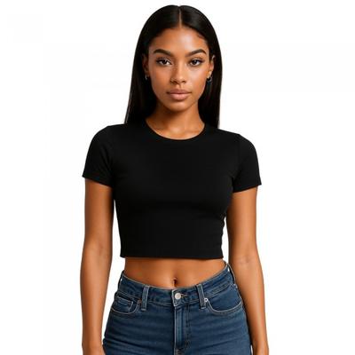 Damen/Damen gekämmte Baumwolle Crop T-Shirt