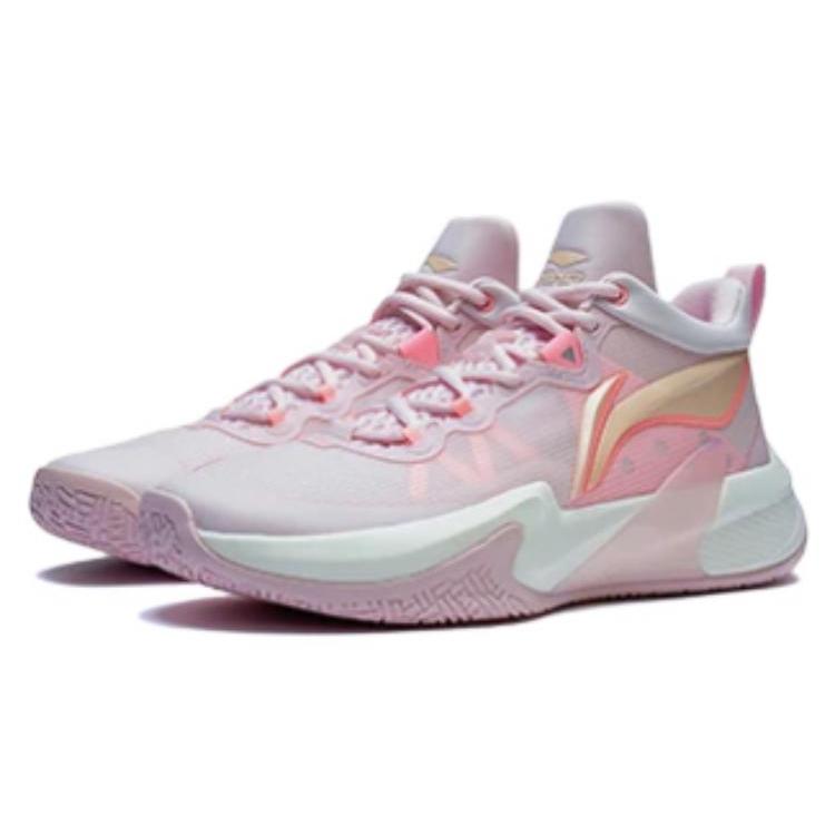 Li Ning Light Speed 1.0 Cushioning Slip Resistant Abrasion Resistant Low top Basketball Shoes Men's Pink ABAS041-2