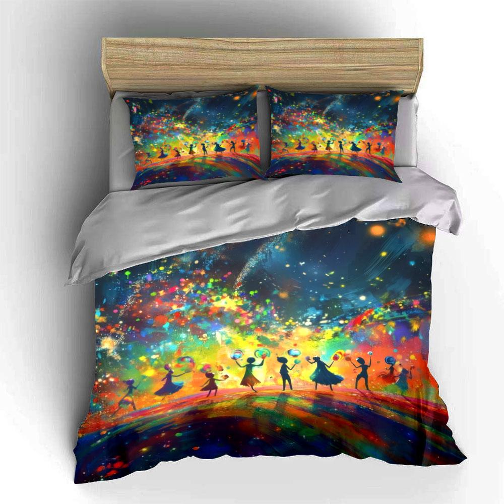 Colorful Artistic Scene Set Decorations Soft Comfortable Duvet Cover Bedding Set Included 1*Duvet Cover & 2*Pillowcases, Gift