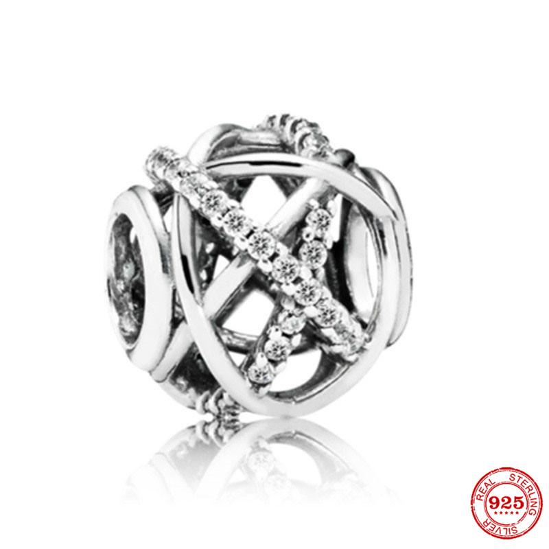 Classic Copperopenwork Love Hearts Woven Infinity Charm Bead For Women Fit Original Bracelet Diy Jewelry Gift