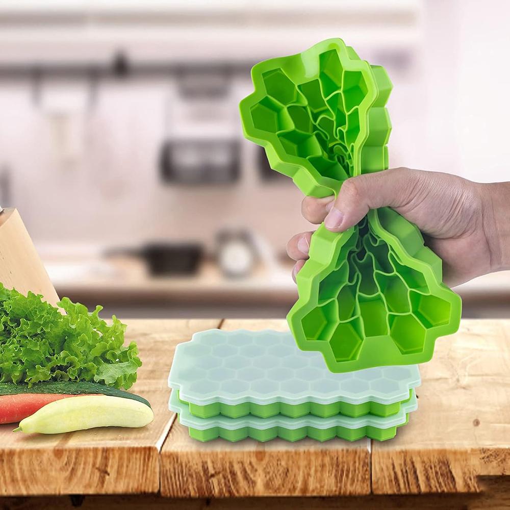 37 Cavity Silicone Ice Cube Mold with Lids Large-capacity Ice Trays Food Grade Ice Maker Reusable Kitchen Gadgets