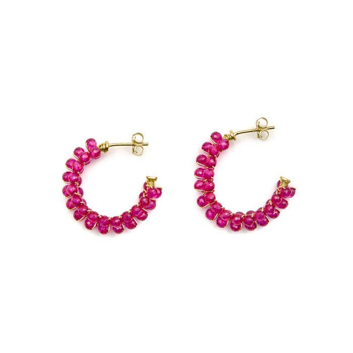 Boucles d'oreilles Luxenter en argent 925 et cristal rose 18k - Siran