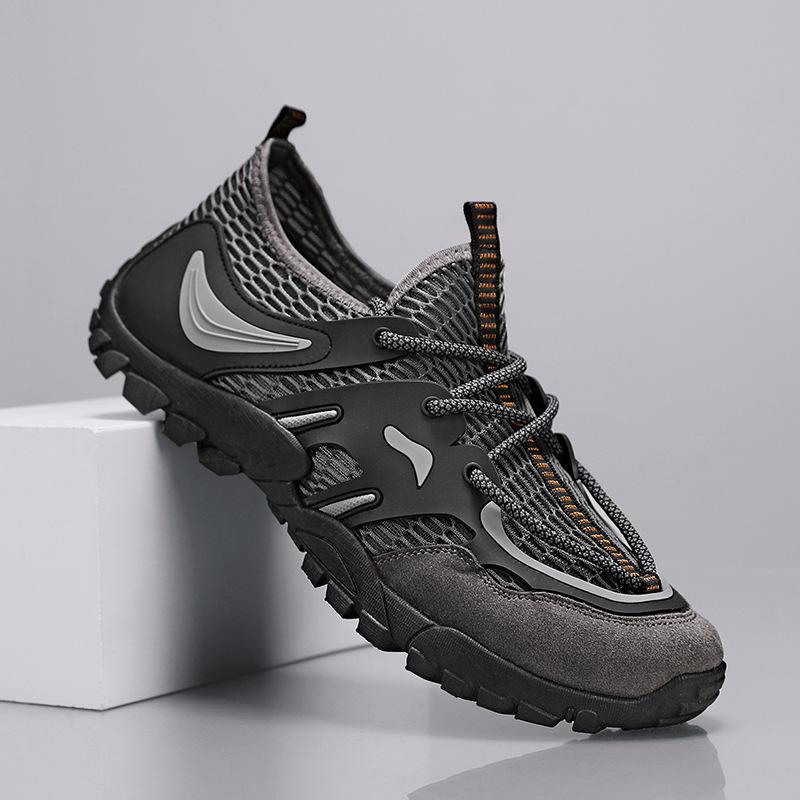 

Мужская обувь Обувь для ходьбы по ручьям Дышащая сетчатая обувь Модные легкие походные кроссовки Нескользящая черная сетчатая спортивная мужская обувь 44 серый