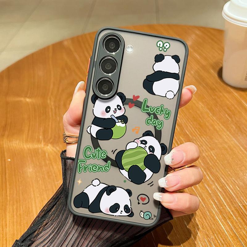

Cute Panda Pattern Magnetic Phone Case For Samsung Galaxy A37 A17 A56 A36 A55 A35 A26 A16 A25 A15 A54 A14 A34 Acrylic Back Cover Galaxy A56