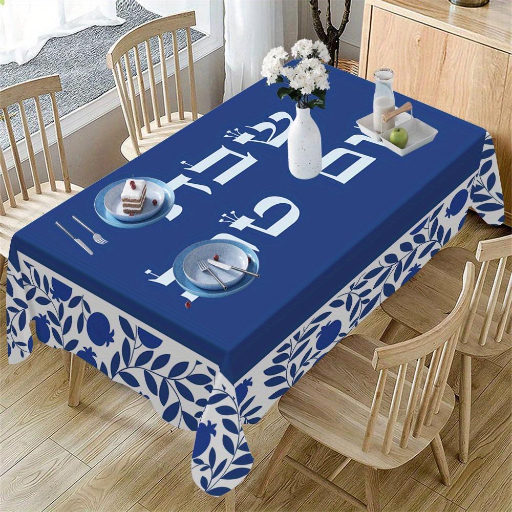 Joods Hebreeuws Rechthoekig Waterdicht Tafelkleed Tafel Decor Herbruikbaar Boerderij Keuken Eettafelkleed Joodse Feestdecor 140x140cm