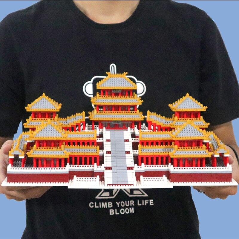 8019 World Architecture Ancient Epang Palace 3D Model DIY Mini Diamond Blocks Bricks Building Toy for Children No Box