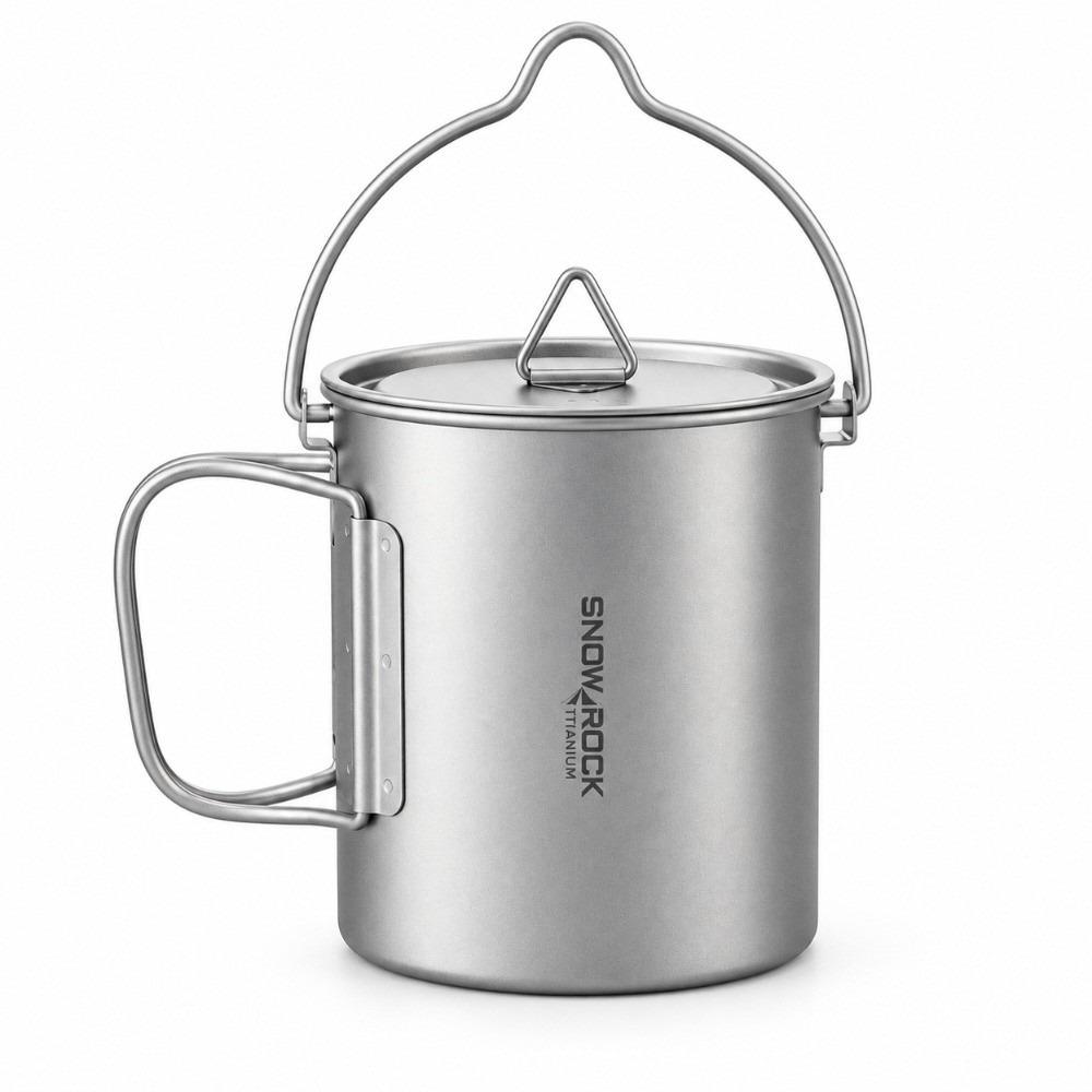 Foldable Handle Camping Water Cup With Lid Outdoor Tableware Portable Titanium Mug Picnic