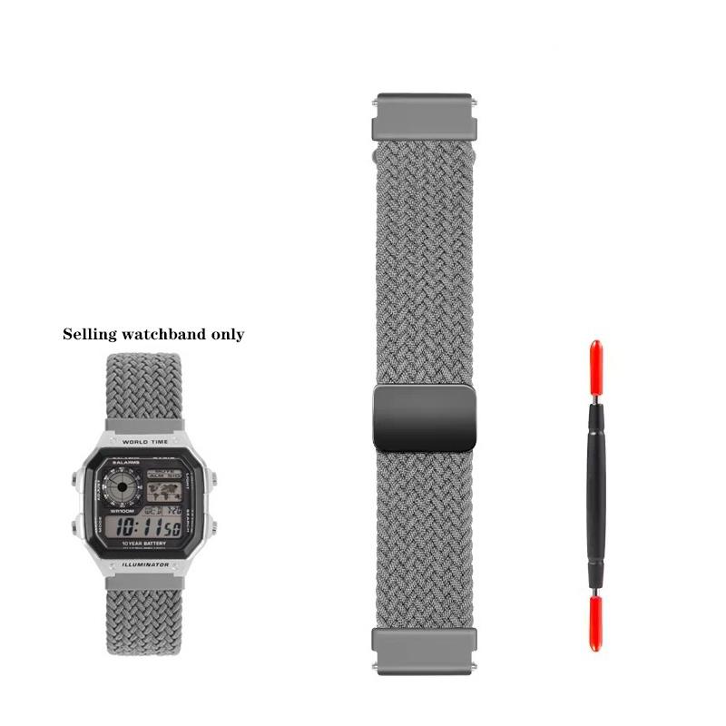 For Casio AE1200 AE-1200 Mod Kit Metal Watch Case Bracelet Sealing Ring 304 Stainless Steel Watchband Case Woven Nylon Strap