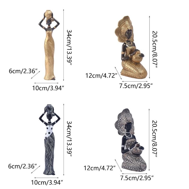 Statua Africana Escotica Tribale Donna Sculture Donne Africane Statuetta per Casa Ufficio Camera da Letto Decorazione Figura in Resina