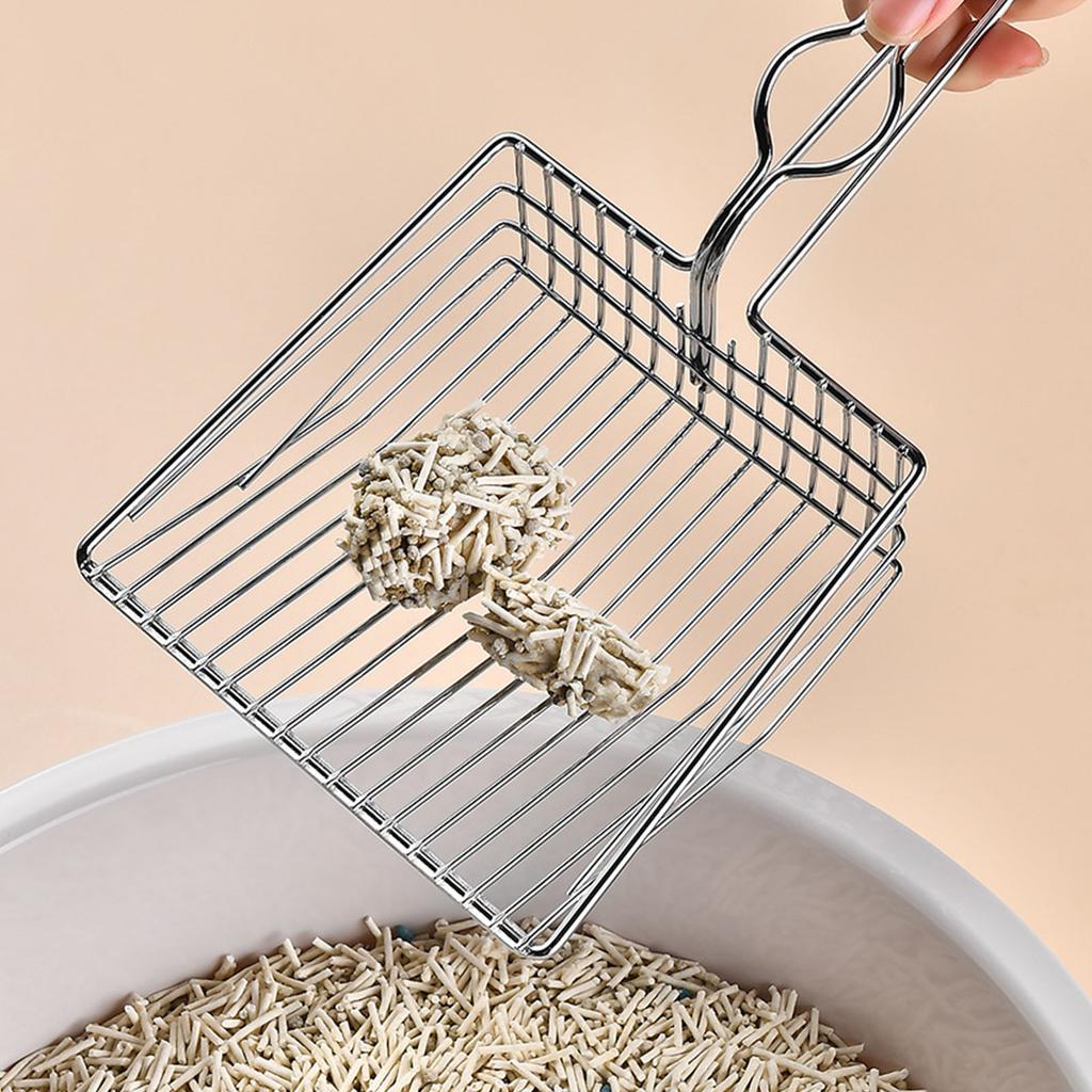 Metal Cat Litter Scoop Kitty Scooper Stainless Steel Comfortable Grip Easy to Clean Efficient Cat Poop Lifter for