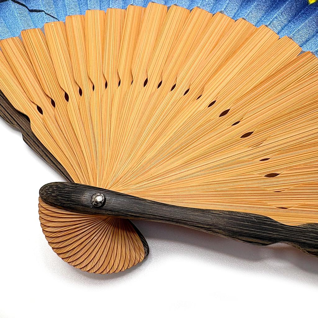 Folding Cotton Folding Firefly Navy Blue [Hanakanzashi] Men's Fan, Stylish, Business, Fan, 22cm, Design,