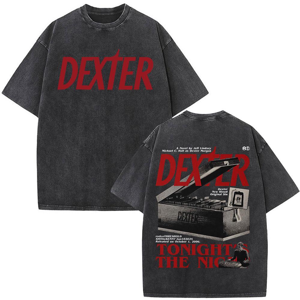 Tv Play Washed Vintage Dexter Morgan Graphic Tshirts Mens Women Clothing Casual Short Sleeve T Shirts Fashion Gothic Tshirt