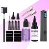Kit Extension Ciglia UV Lampada UV a Polimerizzazione Rapida 30g Colla UV + 30ml Solvente per Colla Protezioni Schermo Anti-UV Set di Accessori ad Asciugatura Rapida