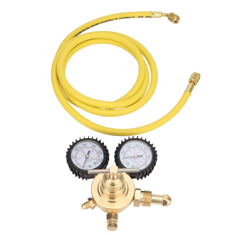 Nitrogen Pressure Gauge Regulator Test Kit Brass Inlet Outlet Connection with 200cm Hose