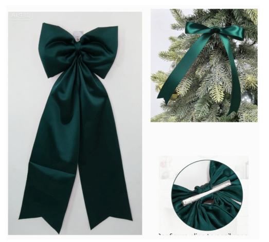 

1 Set Satin, Cotton, Wire 1pcs Christmas Tree Bow Top 24pcs Ribbon Bow Hanging Decorations Long Set - 1 Garage Banner 4 Bundles Of 6m Ribbon Cord green45x30cm, ribbon length 120cm#0