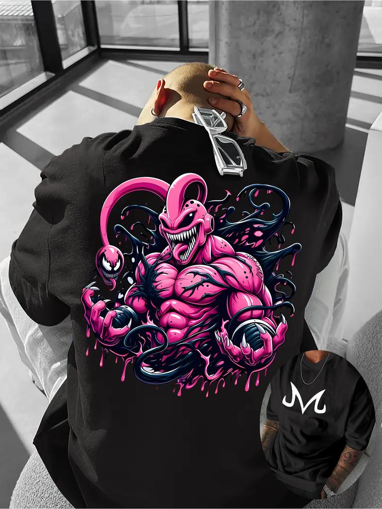 Dragon Ball Hot Blood Anime GOKU Majin Buu Peripheral Printing Summer Men's and Women's T-Shirts Cotton Loose Short Sleeves