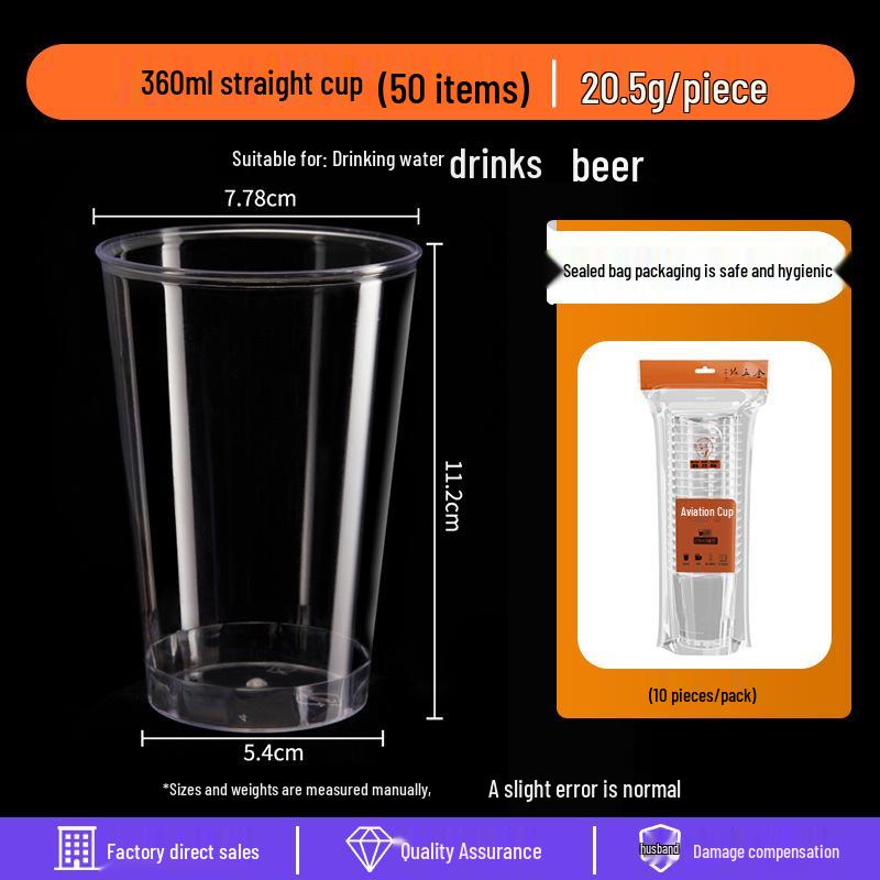 Disposable Transparent Food-Grade Plastic Cups, Thickened for Household & Reception Use