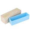 DIY Rose Pattern HandMade Bread Soap Mould Silicone Liner Mold Cake Making Wooden Box(Sky Blue