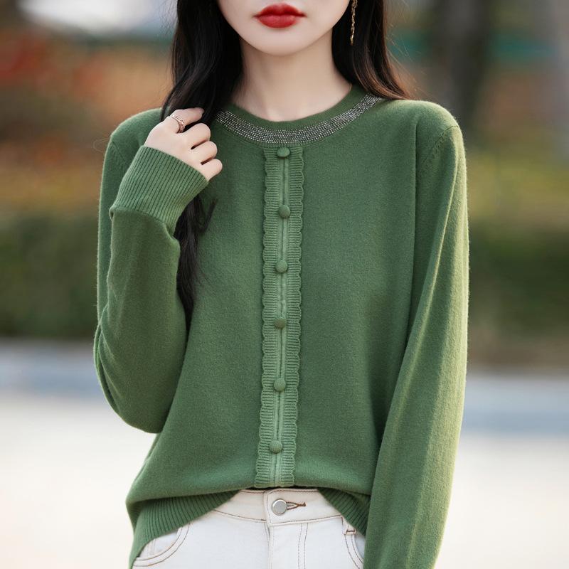 

Осень Зима Круглый вырез Повседневный Модный Пуловер Свитер с низом Женский Однотонный На все случаи жизни Вязаный Топ S зелёный