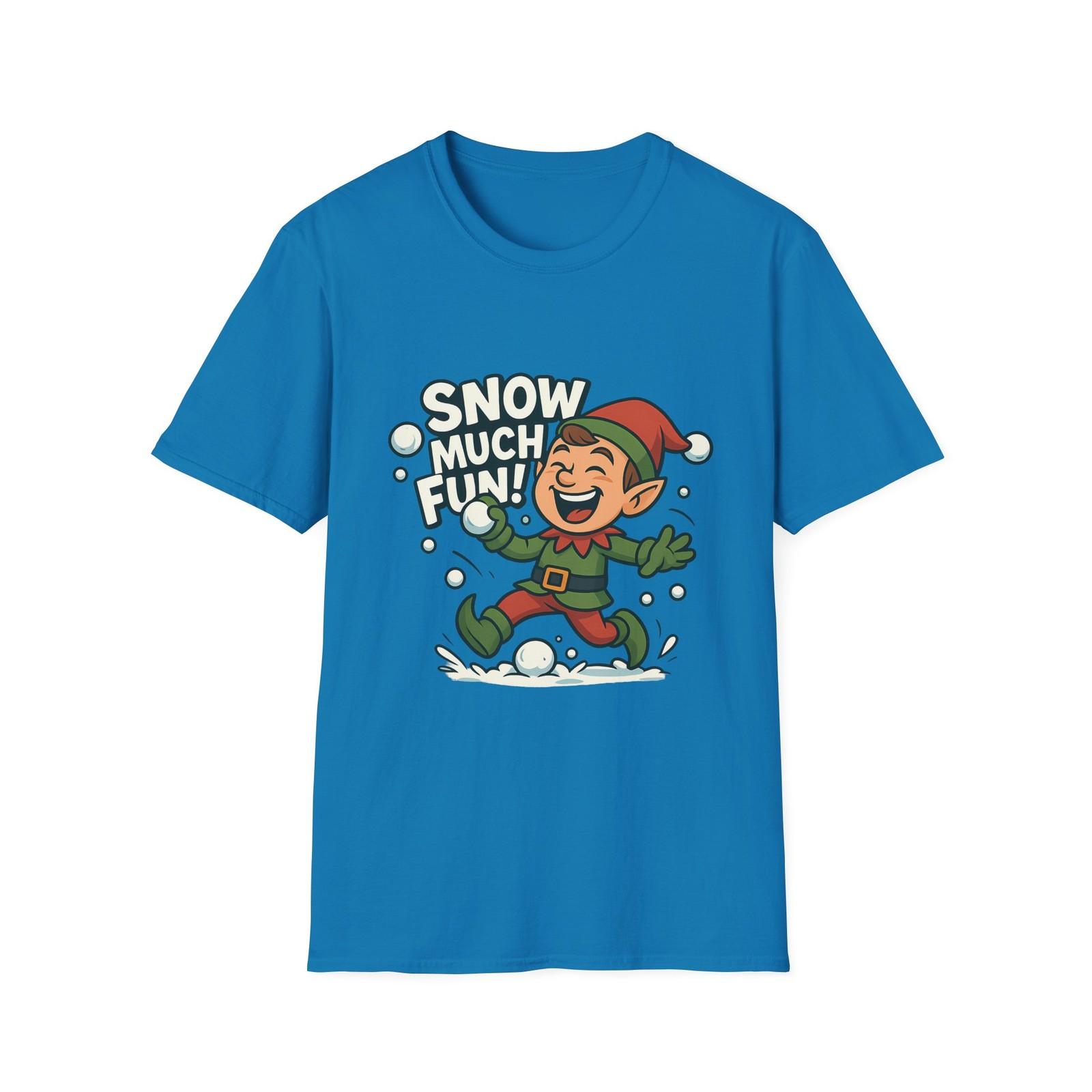 Unisex Softstyle T-Shirt Mens Womens Tees Top Snow Much Fun Dancing Elf Funny Winter Christmas M