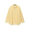 Spring Autumn Yellow Striped Loose Poplin Shirt - Versatile Casual Women's Fashion