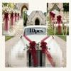 10Pcs Church Wedding Pew Bows With Long Tulle Tails Chair Aisle Decor Wedding Car Decoration for Church Aisle Decor Ceremony