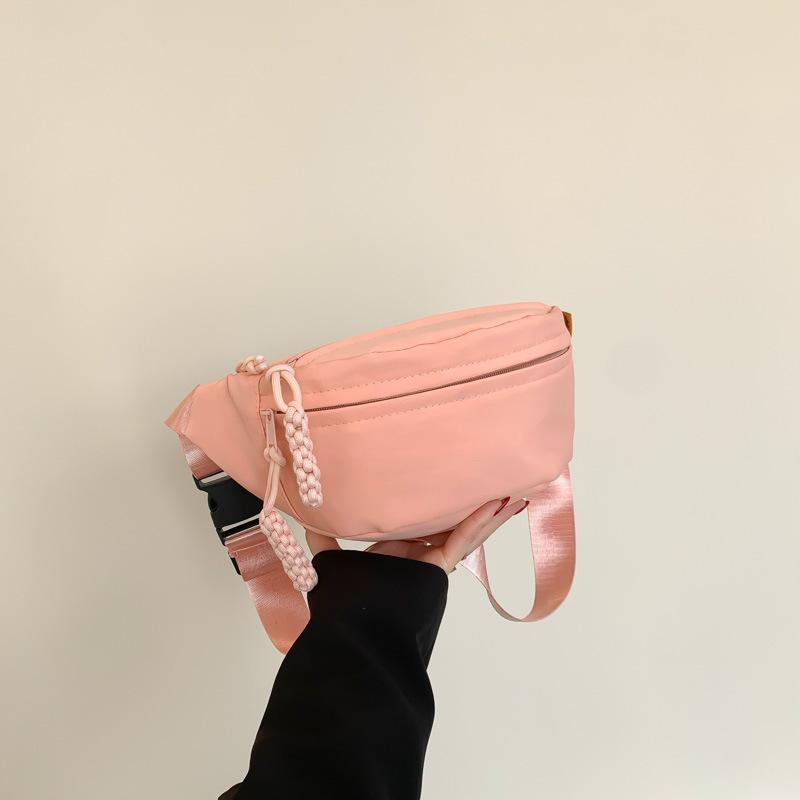 Fashion Crossbody Chest Bag Canvas Casual Bag Women's New Trendy Casual Sports Niche Fashionable Solid Color Waist Bag