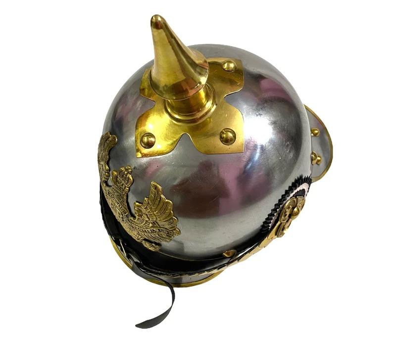 German Pickelhaube Helmet | Prussian Officer Helmet | Brass Eagle Spike Helmet Replica for Display & Cosplay