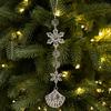 10/12pcs Clear Acrylic Christmas Crystal Pendant Snowflake Xmas Hanging Decoration  New Year