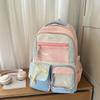Schoolbag new high-value college style fresh and sweet backpack junior high school students contrasting color splicing bar pain bag backpack