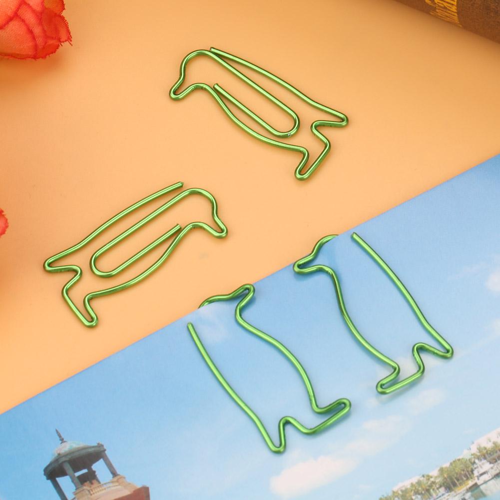 20Pcs Green Iron Penguin Shape Clip Bookmark Marking Stationery School Supplies